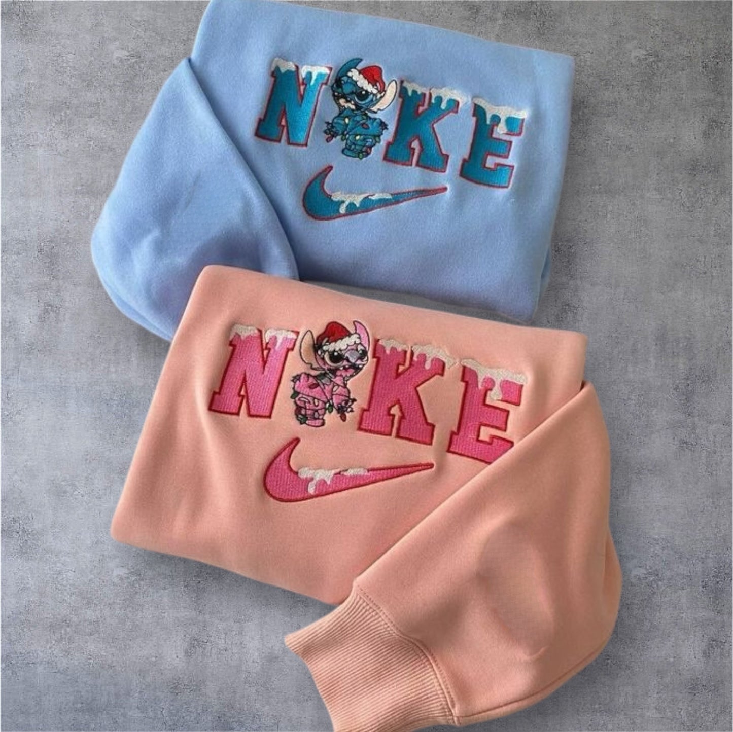 Stitch and Angel Christmas Couple Set Weihnachten Geschenk Embroidery Nike