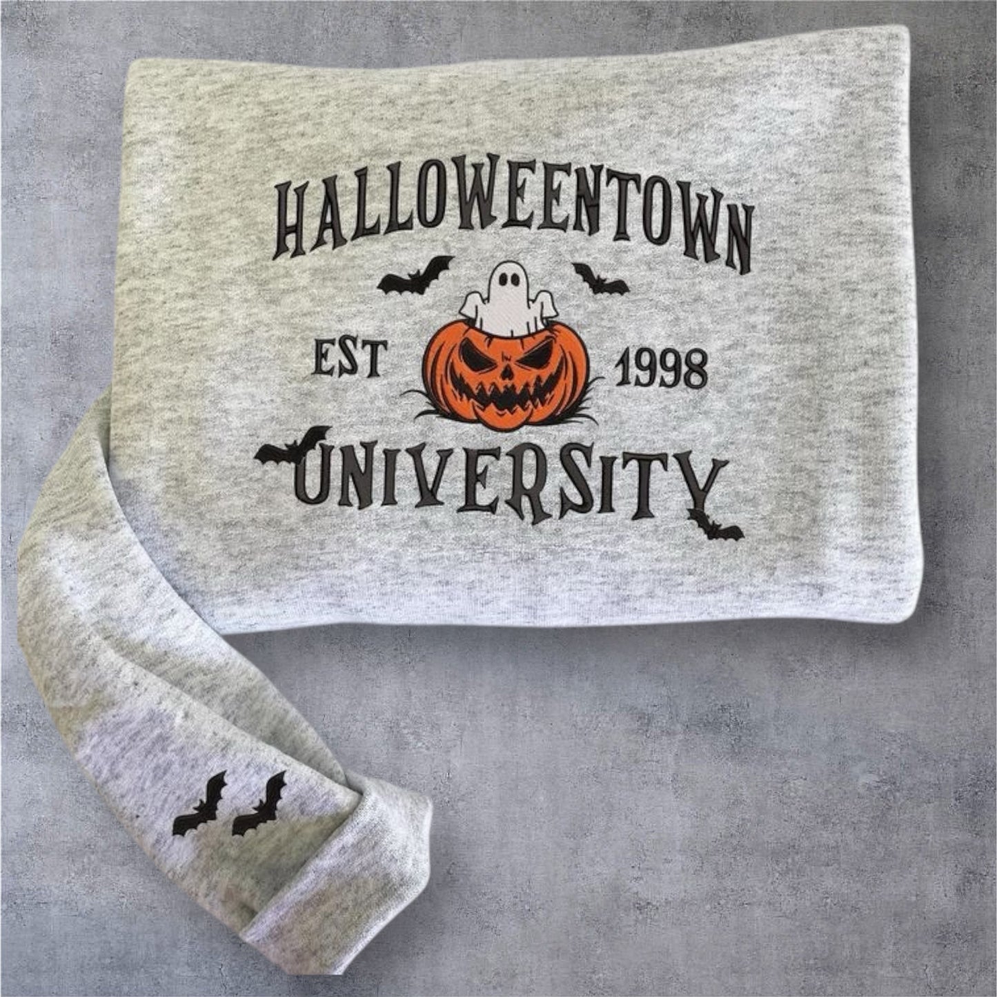 Halloween University Pullover Bestickt Kürbis Ghost