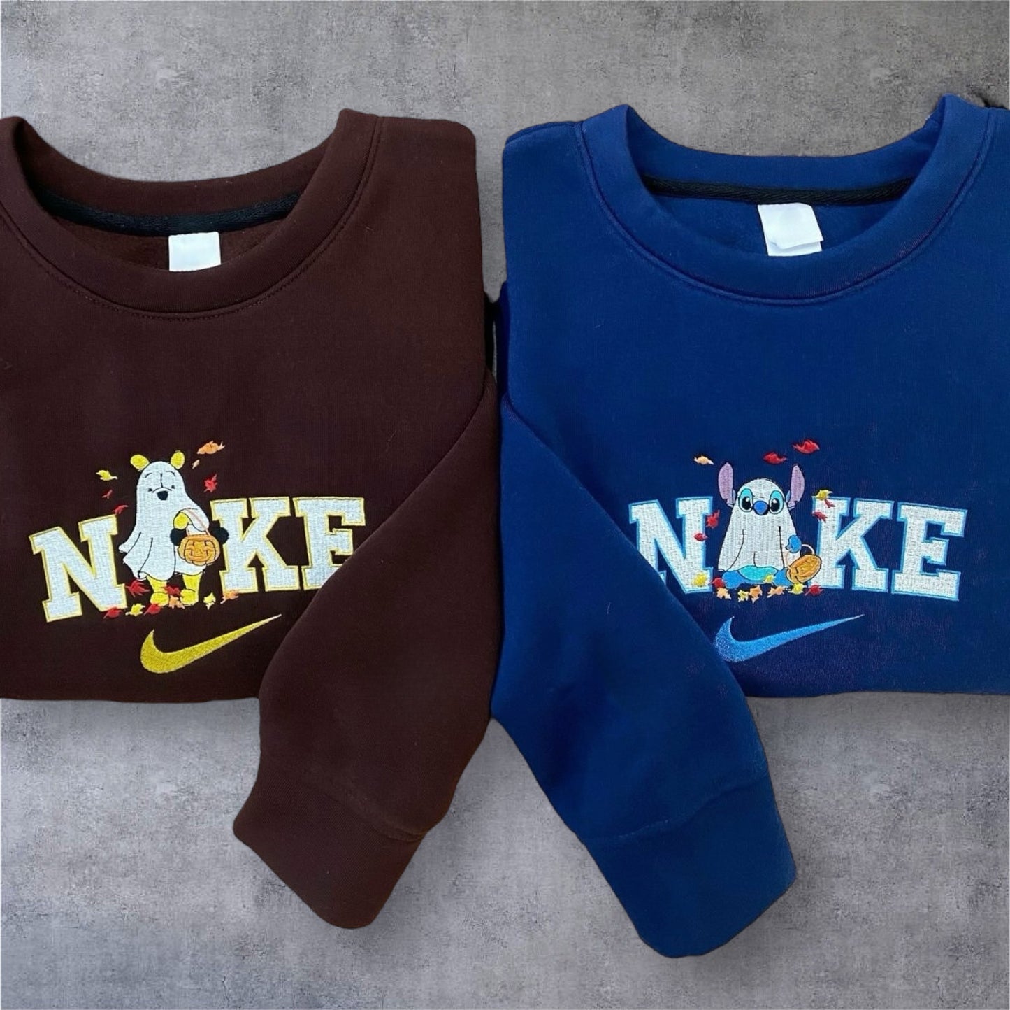 Stitch Winnie Pooh Herbst Pullover Bestickt Halloween