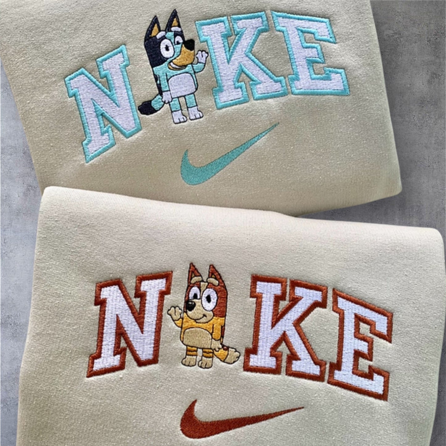 Bluey Couple Set Embroidered Design Pullover