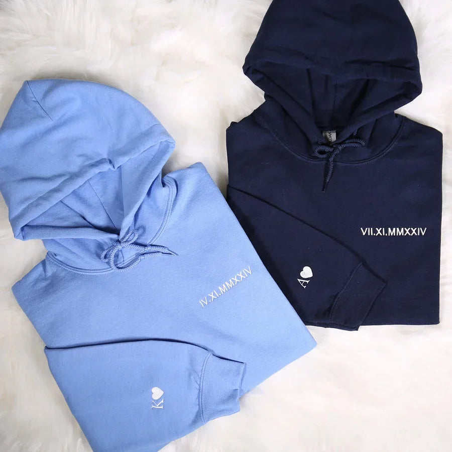 Personalisierte Couple Pullover Date Initialien Geschenk Partner