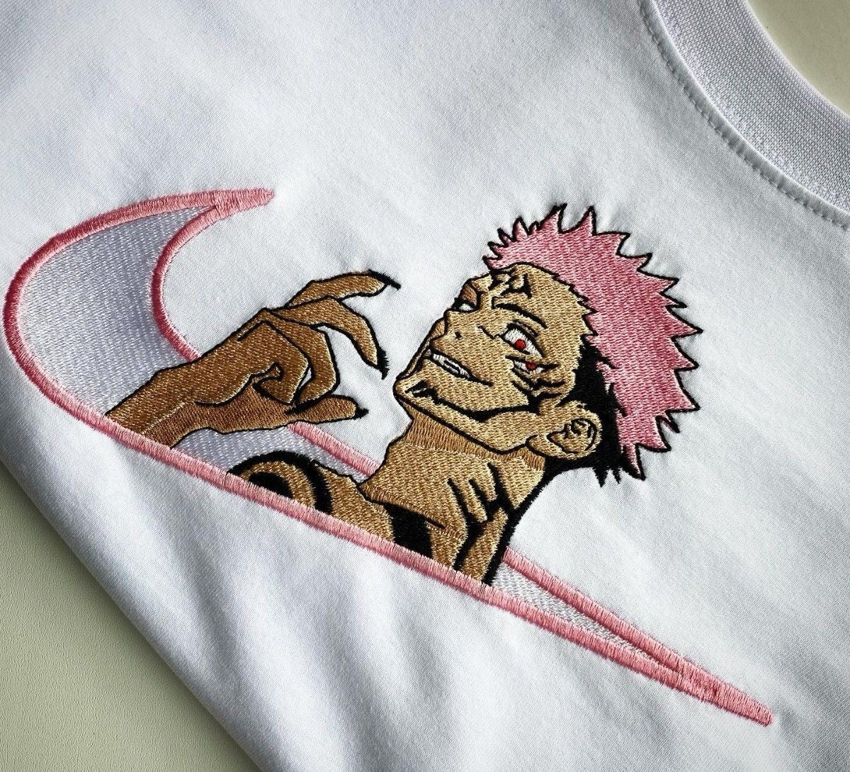 Anime Bestickt Pullover Rosa