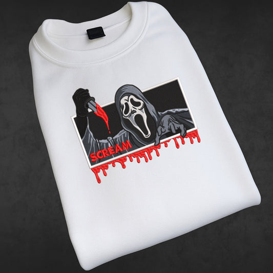 Scream Ghostface Pullover Bestickt Blood Halloween