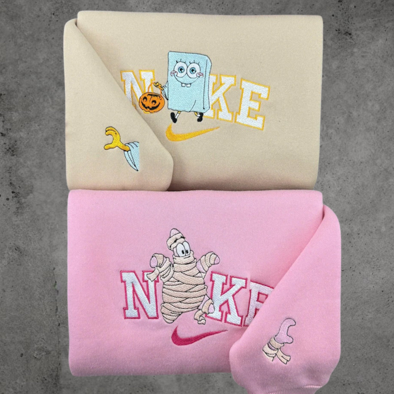 Spongebob und Patrick Halloween Mumie Geist Pullover Bestickt