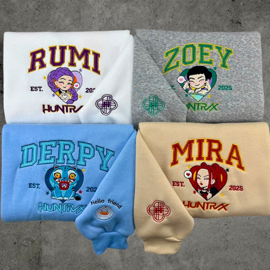 Huntrix Rumi Zoey Mira KPOP Demon Hunters Pullover Bestickt