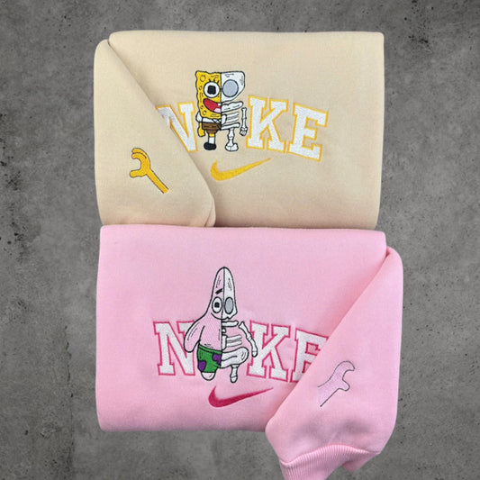 Spongebob und Patrick Halloween Skelett Pullover Bestickt