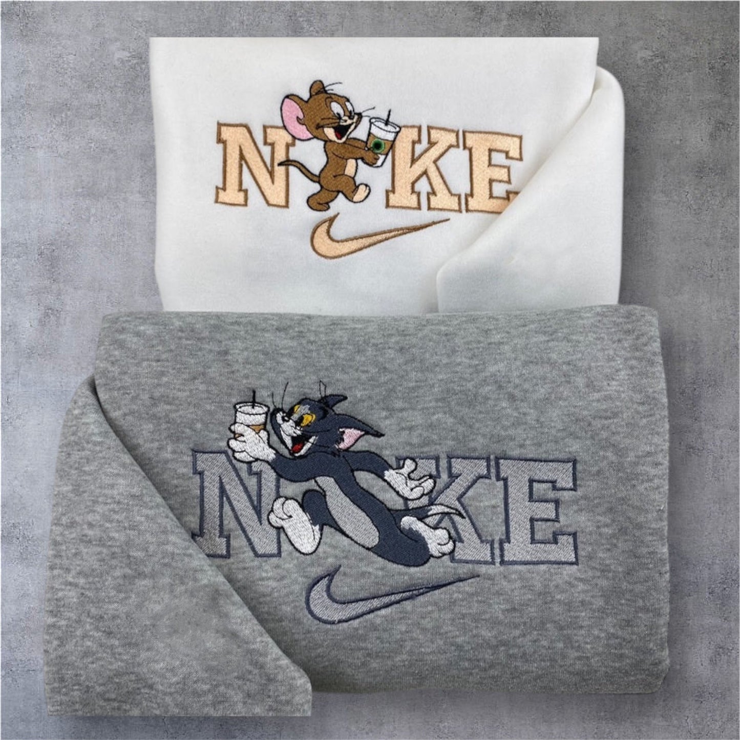 Tom and Jerry Shake Bestickter Hoodie Partner Couple