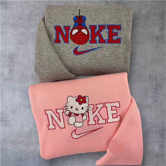 Hello Kitty & Spiderman Bestickter Hoodie Couple Partner