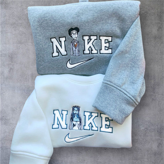 Corpse Bride Halloween Couple Bestickter Hoodie Embroidery