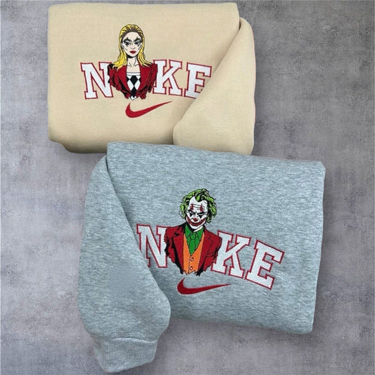 Joker and Harley Quinn Couple Bestickter Hoodie Embroidery Halloween