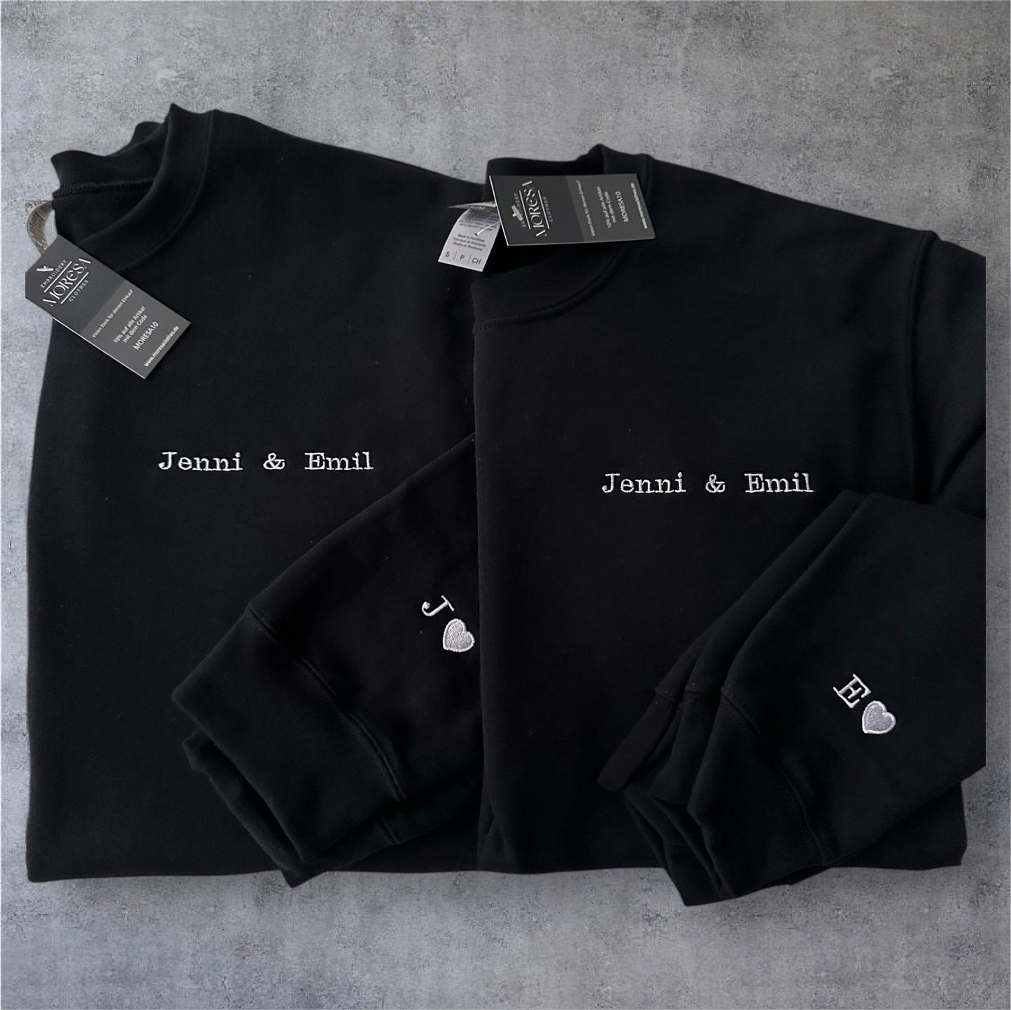 Personalisierte Paar Couple Set Geschenk Namen und Datum Pullover