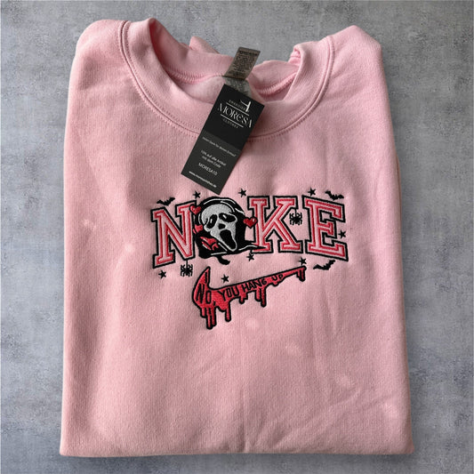 Halloween Scary Movie Ghostface Embroidery Pink Heart