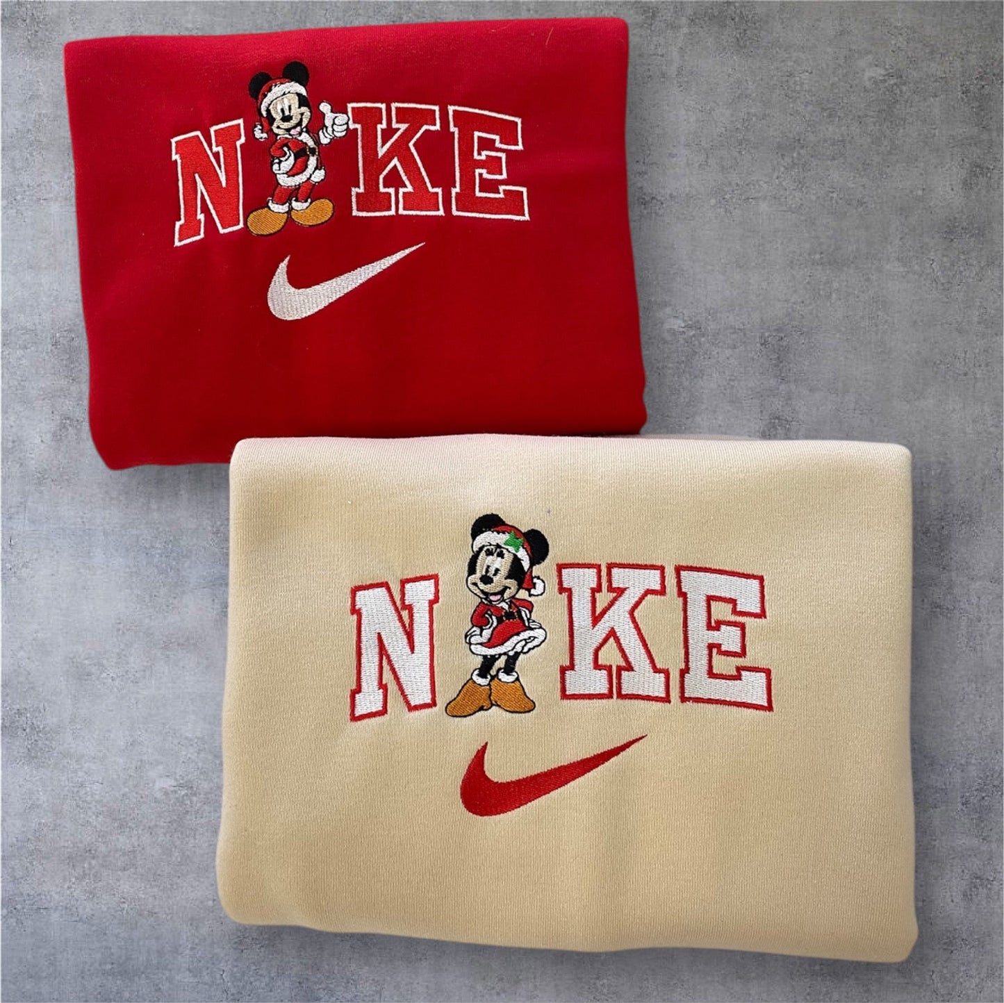 Mickey Mouse and Minnie Christmas Weihnachten Bestickter Embroidery Pullover