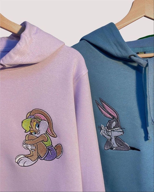 Bugs Bunny Lola Bunny Partner Hoodie Bestickter Pullover
