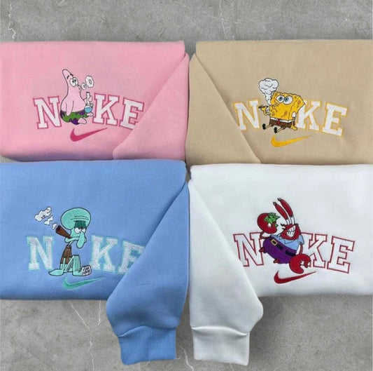 Spongebob Patrick Thaddäus Mr.Krabs Freunde Partner Pullover Bestickt