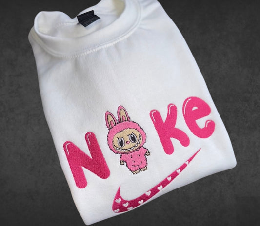 Labubu N1ke Bestickter Pullover Labubu Design Herzen