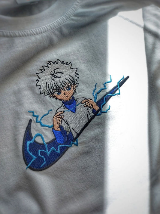 Anime Bestickt Pullover Blitze Blau