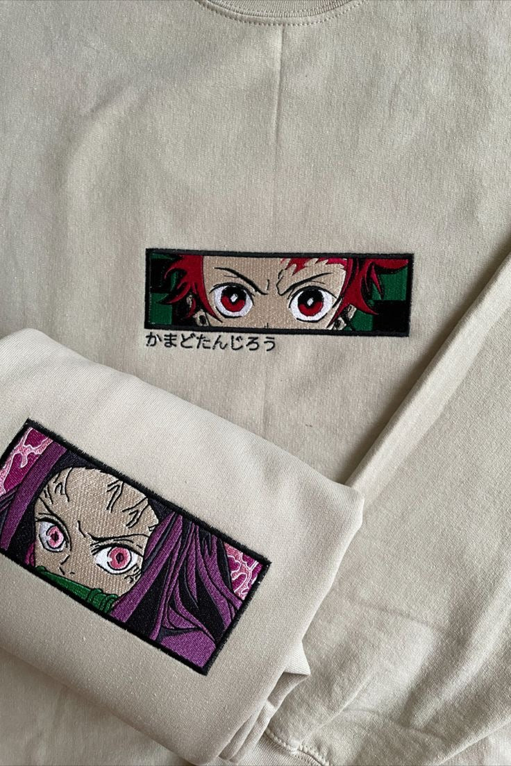 Demon Slayer Bestickter Pullover Kamado Tanjirō Kamado Nezuko