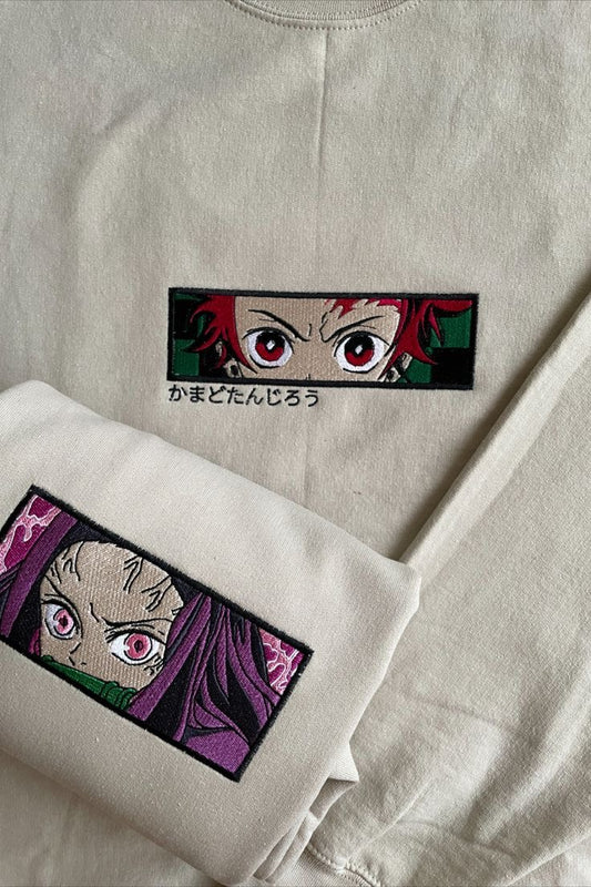 Demon Slayer Bestickter Pullover Kamado Tanjirō Kamado Nezuko
