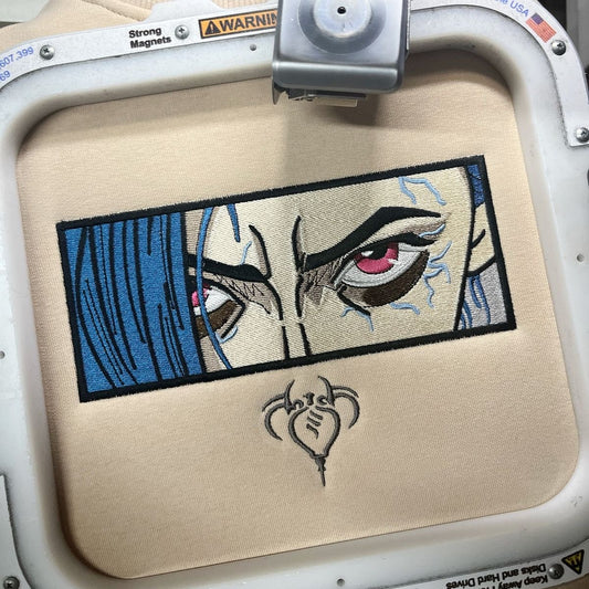Anime Arcane Jinx Bestickter Pullover Eyes