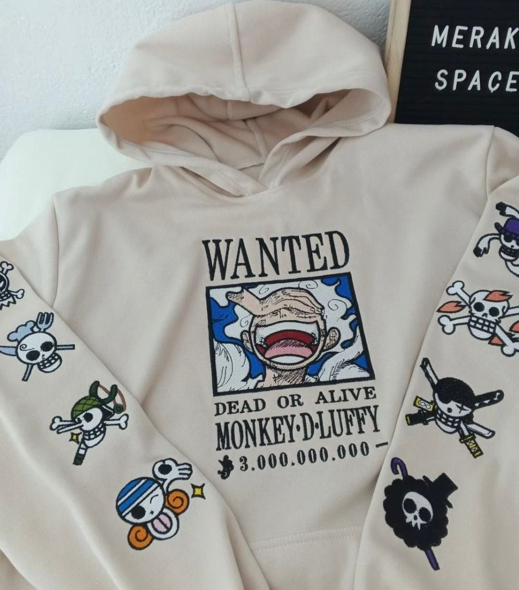 One Piece Wanted Anime Embroidery Pullover Arm Bestickung