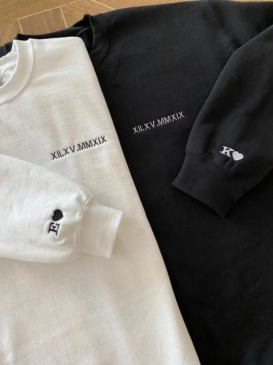 Personalisierte Paar Pullover Date Initialen Herz