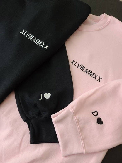 Personalisierte Couple Pullover Date Initialien Geschenk Partner