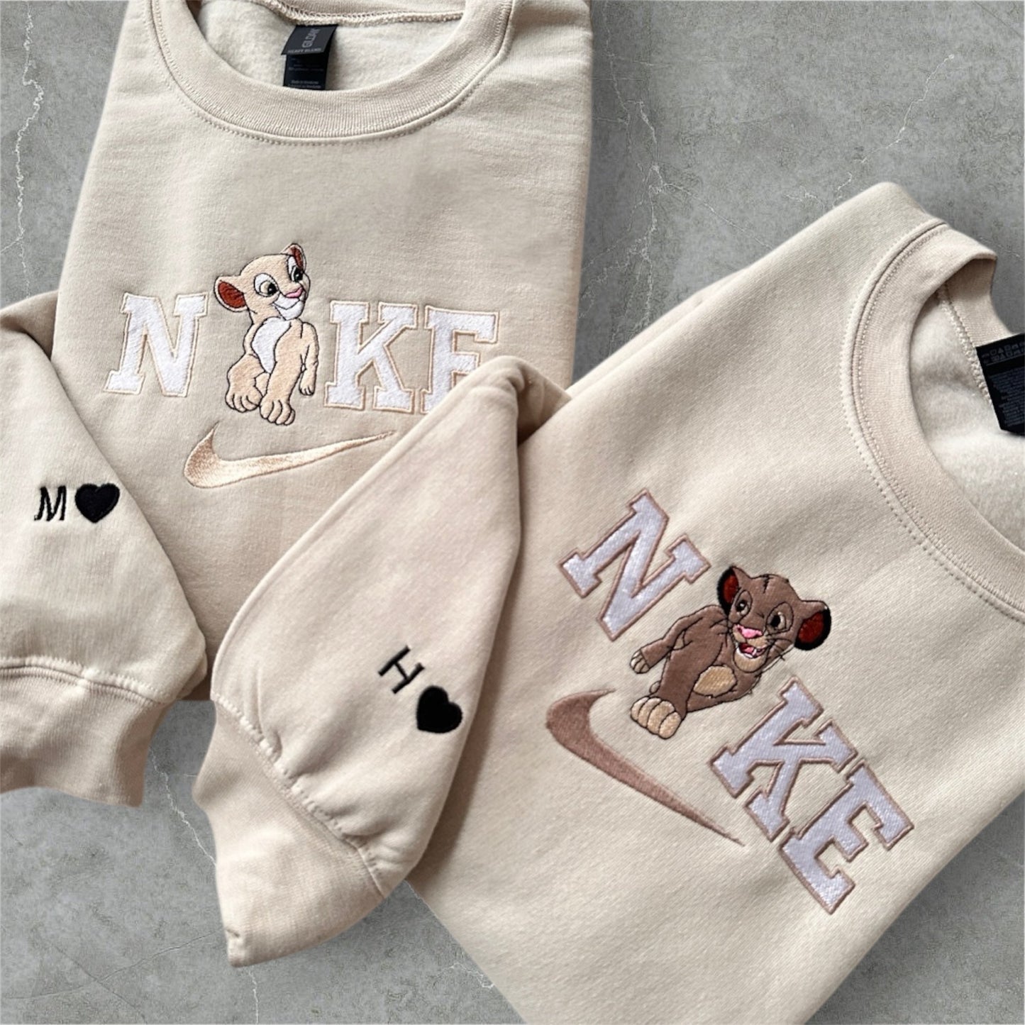 The Lion King Simba and Nala Embroidered Couple Design Sweatshirt