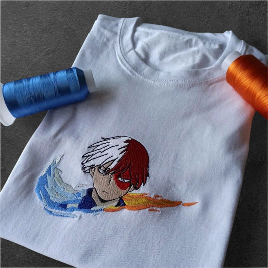 Anime Bestickt Pullover Half Fire Half Water