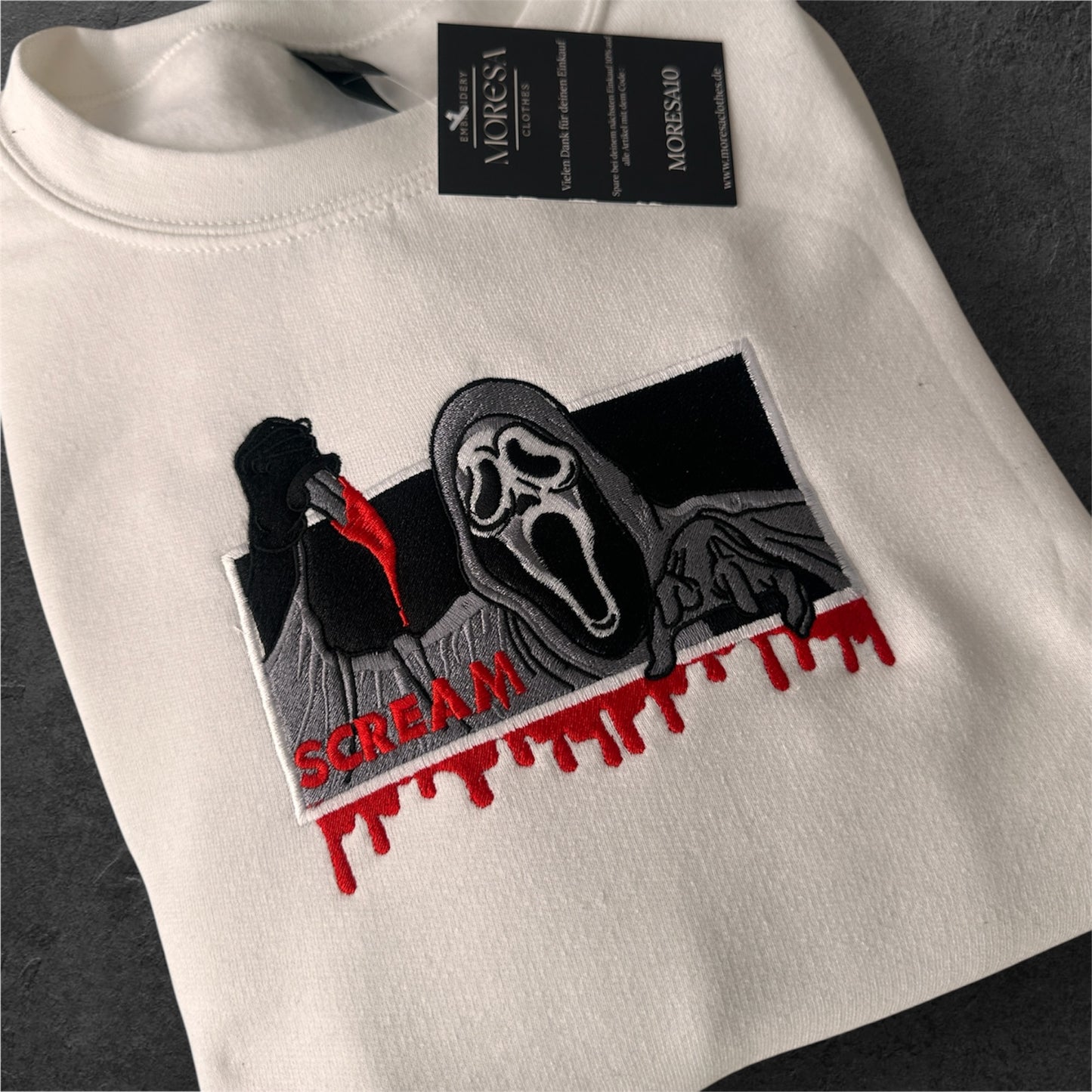Scream Ghostface Pullover Bestickt Blood Halloween
