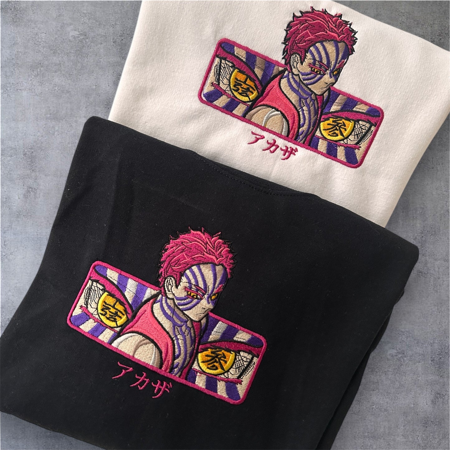 Anime Demon Slayer Eyes Akaza Bestickter Pullover