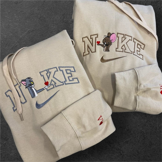 Tom and Jerry Couple Pullover Bestickt Herz